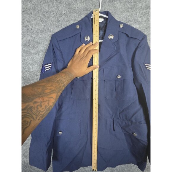 Vintage US Air Force USAF Service Dress Coat Mens 44L Blue Wool Uniform 90s - Picture 11 of 16